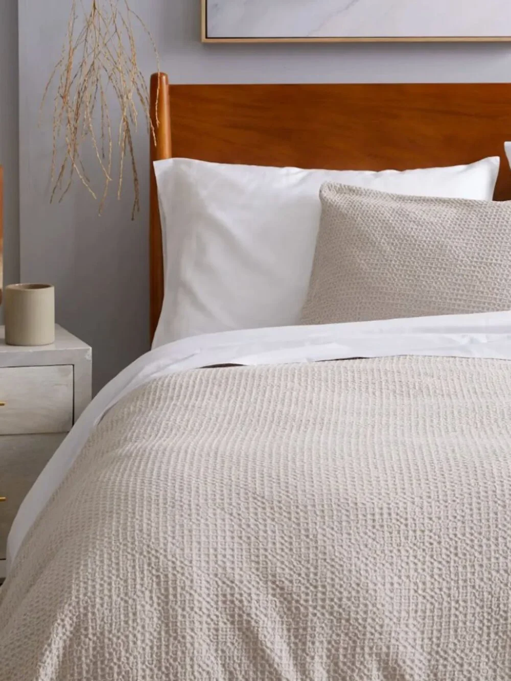 Quince Organic Luxe Honeycomb Duvet Cover Set with Shams King Sand